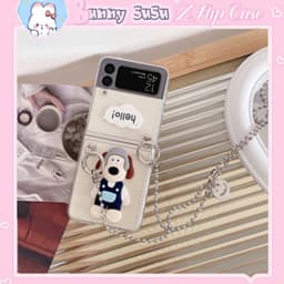 [CÓ SẴN] Ốp Samsung Z Flip 4 - Z Flip 3 - Z Flip3 - Flip4 5G hình cún Hello dễ thương kèm dây bi charm đeo chéo 1