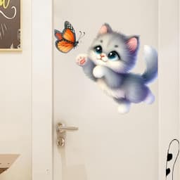 Miếng Dán Trang Trí Mèo Đuổi Bướm 3D, Xe Điện Che Khuyết Điểm Tự Dính 4
