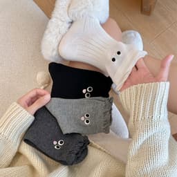 T40 SET 10 Tất Nữ Hàn Quốc Đôi Mắt Dễ Thương Kiểu Dáng Hoạt Hình, Chất Cotton Thu Đông 2
