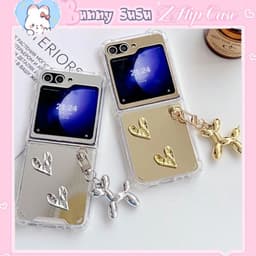 [CÓ SẴN] Ốp Z Flip8 - Z Flip4 - Z Flip3 - Flip6 5G tráng gương chống sốc charm tim cá tính kèm móc khóa poodle dễ thương 1