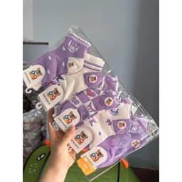 Set 5 Đôi Tất Vớ Trẻ Em Bé Gái Cotton Nguyên Chất Hoạt Hình Kuromi Dễ Thương M313 9