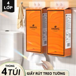 4472 Giấy rút treo tường 1280 tờ Cheeful tiện lợi, nội địa trung cao cấp 4 lớp 6