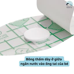 Miếng dán bịt tai chống nước cho bé đi tắm/đi bơi dùng 1 lần có màng PU siêu mỏng, có bông thấm nước [Set 20c có bông] 5