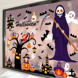 Decal HALLOWEEN - Hít tĩnh điện -Tổng hợp combo trang trí Halloween dán cửa kính lớn 5