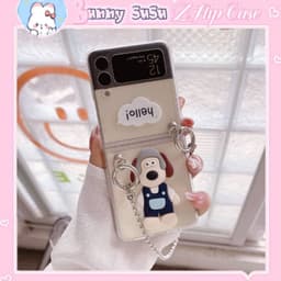 [CÓ SẴN] Ốp Samsung Z Flip 4 - Z Flip 3 - Z Flip3 - Flip4 5G hình cún Hello dễ thương kèm dây bi charm đeo chéo 3