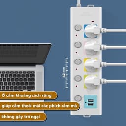 Ổ Cắm Điện USB Đa Năng Cao Cấp Chống Giật Dài 4m, 2 Cổng Cắm USB Chốt An Toàn Tiện Dụng gd1511 7