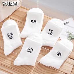 Tất, Vớ Trắng Cổ Trung Họa Tiết Biểu Cảm Hoạt Hình Dễ Thương Dành Cho Nữ tt39 LILIRIA 5