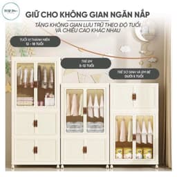 Tủ Đồ Chứa Quần Áo Cho Bé, Có bánh Xe Xoay 360 Độ Tiện Lợi, Tủ Nhựa Đa Năng 7