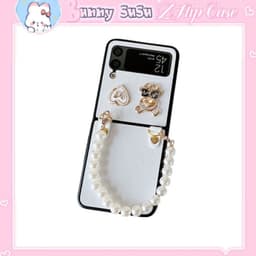 [CÓ SẴN] Ốp Samsung Z Flip 4 - ZFlip 3 - ZFlip3 - Z Flip4 5G phủ da ánh nhũ charm đính đá sang trọng kèm dây dễ thương 7
