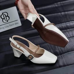 Giày Dép Sandal Nữ 𝙔𝙐𝙇𝙄𝙉𝘼 Mũi Vuông khóa chữ nhật gót 6P  J14 7