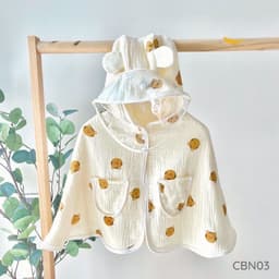 Áo Choàng Chống Nắng Đa Năng Cho Bé Vải Xô Muslin  Có Kính Chống Bụi, Thoáng Mát, Cúc Bấm Tháo Rời Size 3-14kg 9