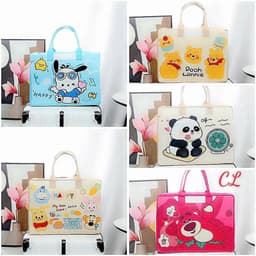 Túi du lịch hoạt hình nỉ Hoạ Tiết Hoạt Hình Gấu Poohh Túi đựng hành lý đi chơi dung  tích lớn mẫu mới free ship 5