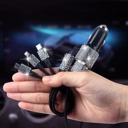 Mới Bling USB Sạc Xe Hơi 5V 2.1A Cổng Kép Nhanh Adapter Màu Hồng Trang Trí Ô Tô Kiểu Dáng Xe Kim Cương Phụ Kiện Xe Hơi Nội Thất Cho Người Phụ Nữ 3