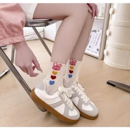 Sét 10 Đôi Tất Vớ Cao Cổ Hoạ Tiết Thỏ,Cún,Trái Tim Dành Cho Nữ Chất Liệu Cotton Êm Chân Thoáng Khí [Thỏ Tim Dài] 5