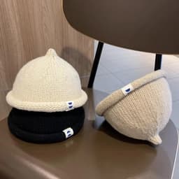 Mũ dưa COFORDOS, Mũ dệt kim ấm áp mùa thu đông cho trẻ em, Beanie màu trơn mềm mại thông thường cho bé 1-5 tuổi 5