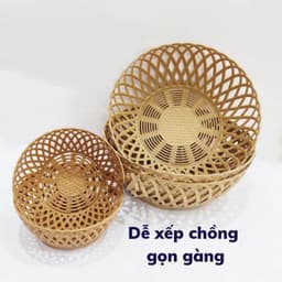 Combo 5,10 Rổ nhựa tròn kiểu dáng đan mây Việt Nhật đủ size, rổ đựng rau, hoa quả nhà hàng khách sạn 7