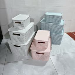 Giỏ Nhựa Có Nắp 3 Size Việt Nhật, Giỏ Đựng Đồ Đa Năng Tiết Kiệm Không Gian(MS: 3386/3387/3388) 9