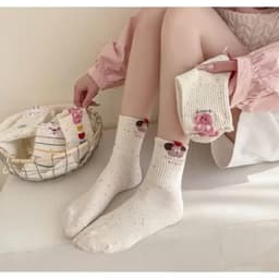 Sét 10 Đôi Tất Vớ Cao Cổ Hoạ Tiết Thỏ,Cún,Trái Tim Dành Cho Nữ Chất Liệu Cotton Êm Chân Thoáng Khí [Thỏ Tim Dài] 7