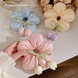 Dây buộc tóc hoa Tulip PHAO - Scrunchie hoa Đuôi Ngựa, phụ kiện tóc nữ cực hot 3