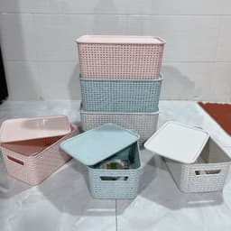 Giỏ Nhựa Có Nắp 3 Size Việt Nhật, Giỏ Đựng Đồ Đa Năng Tiết Kiệm Không Gian(MS: 3386/3387/3388) 7