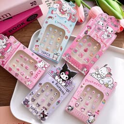 Bộ 12 Miếng Dán Móng Tay Sanrio Kids 12 Tờ, Móng Tay Bấm Hoạt Hình Dễ Thương Cho Bé Gái 3