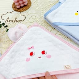 Chăn Ủ Xốp 4 Mùa Anchee Cho Bé Sơ Sinh Mẫu mới phối tai thú, chất liệu cotton xốp, kích thước 80 × 80cm. 4