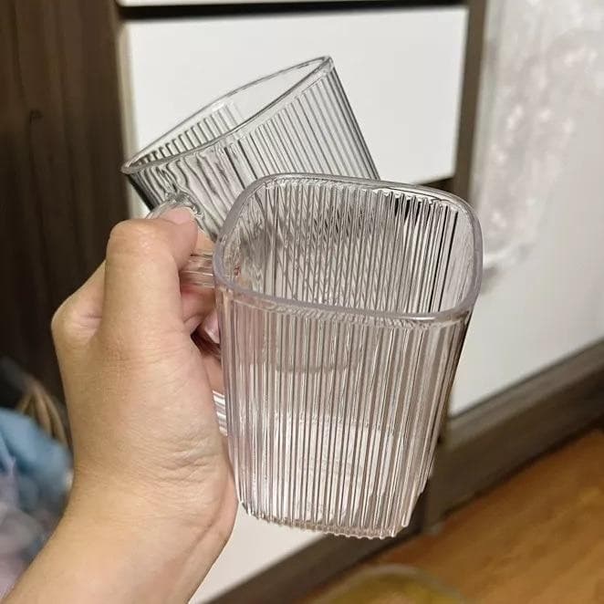 Combo 5,10 Cốc uống nước vuông tăm nhựa Việt Nhật 360ml (6251) Ca uống nước trong suốt Hokori cao cấp