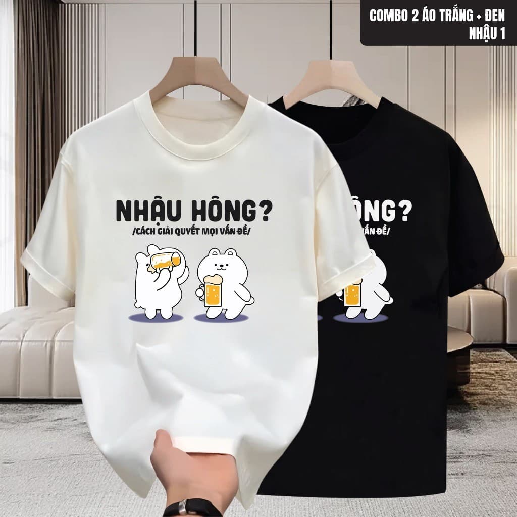 Áo thun cổ tròn unisex NHẬU chất cotton mềm mại, Tee shirt áo thun in local brand chính hãng phong cách boy phố