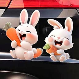 "Miếng Dán Hoạt Hình Thỏ Chống Trầy Xước Dành Cho Xe Hơi, Trang Trí Xe Điện" 5