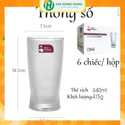Cốc Thuỷ Tinh Cao Cấp Hàng Loại 1 Hoạ Tiết Sang Trọng Thể Tích 340ML và 260ML 2