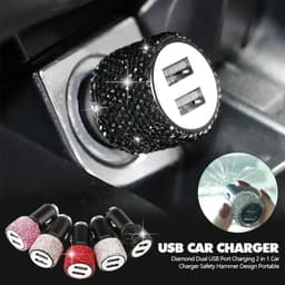 Mới Bling USB Sạc Xe Hơi 5V 2.1A Cổng Kép Nhanh Adapter Màu Hồng Trang Trí Ô Tô Kiểu Dáng Xe Kim Cương Phụ Kiện Xe Hơi Nội Thất Cho Người Phụ Nữ 2