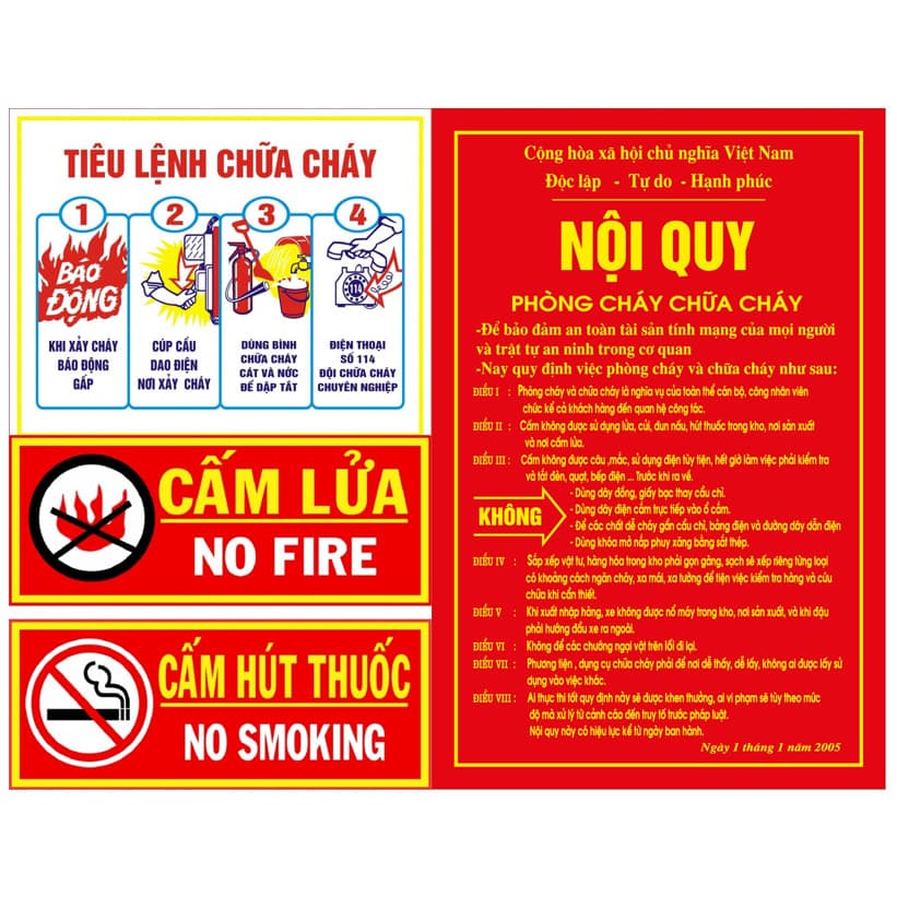 Nội quy,Tiêu lệnh, cấm lửa, cấm hút thuốc phòng cháy chữa cháy (5501)