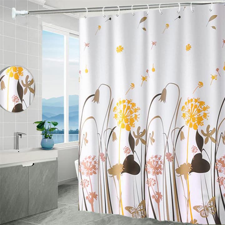 Shower Curtain Waterproof and Mildew-Proof Thickened Bathroom Curtain Set Bathroom Punch-Free Partition Curtain Door Window Hanging 0W5O