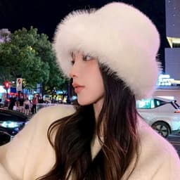 Mũ len lông nữ giả lông chồn ấm áp ML03 8