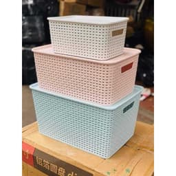Giỏ Nhựa Có Nắp 3 Size Việt Nhật, Giỏ Đựng Đồ Đa Năng Tiết Kiệm Không Gian(MS: 3386/3387/3388) 2