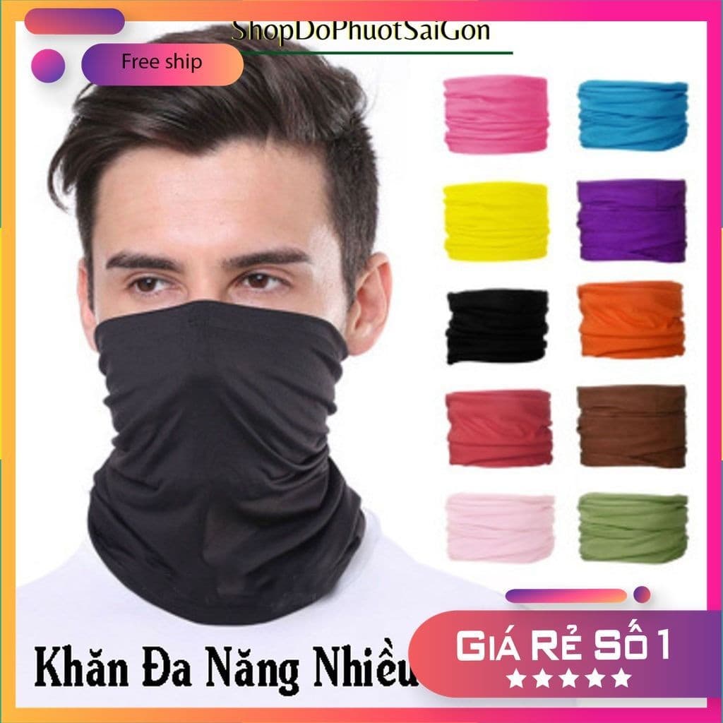 Khăn đa năng chống nắng đi phượt, chống bụi màu trơn nhiều màu lựa chọn