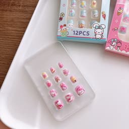 Bộ 12 Miếng Dán Móng Tay Sanrio Kids 12 Tờ, Móng Tay Bấm Hoạt Hình Dễ Thương Cho Bé Gái 4