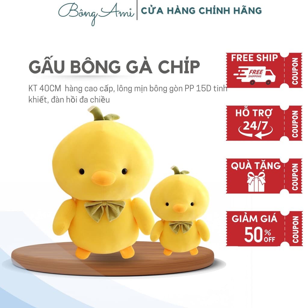 Gấu bông gà tròn size 32cm, Gấu gà chíp bông mềm mịn quà tặng dễ thương cho bé