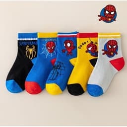 T21 SET 5 ĐÔI TẤT SIÊU NHÂN NHỆN cotton cổ cao sợi bông mềm mại thoáng khi khử mùi 1