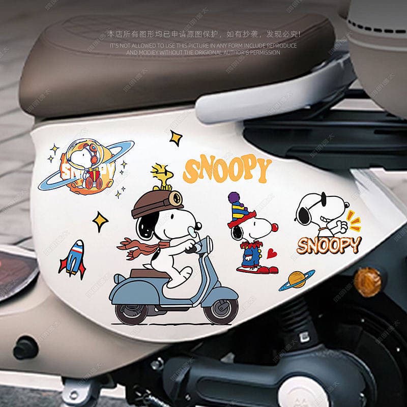 Snoopy Calf Electric Car Stickers Motorcycle Waterproof Scratch Battery Car Cover Body Stickers Personalized Creative Decoration TceX