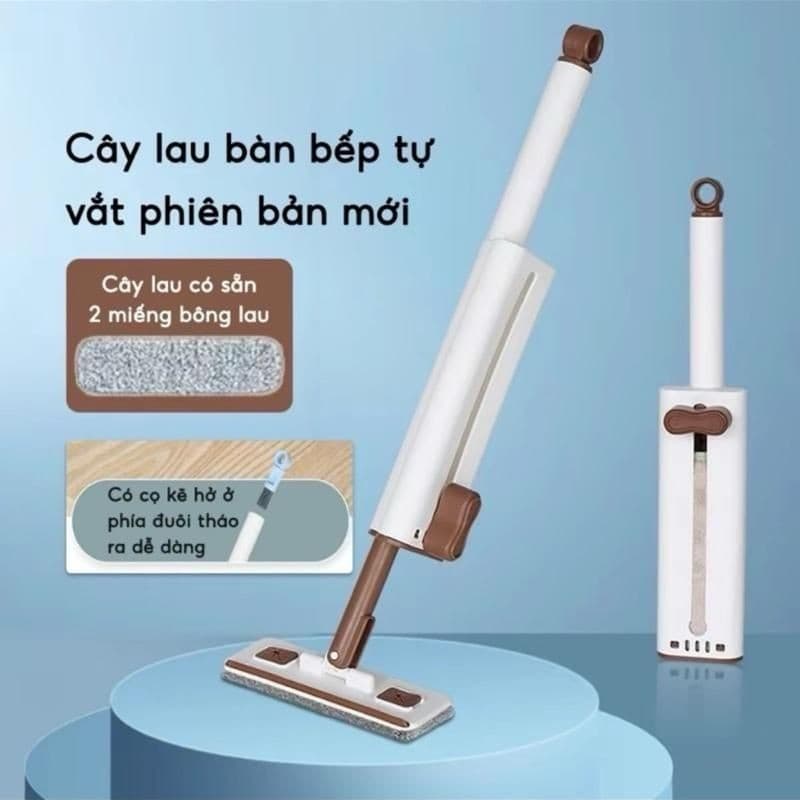 Cây lau bếp tự vắt mini phiên bản mới, lau bếp tiện lợi - dễ dàng vệ sinh không gian bếp, có gạt nước Đa năng