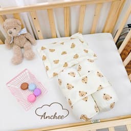 Bộ Gối Chặn Cho Bé Sơ Sinh Anchee Tặng Kèm Gối Thiết Kế Chống Lõm Đầu Chất Vải Gân Đũi Thoáng Mát 5