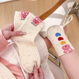 Sét 10 Đôi Tất Vớ Cao Cổ Hoạ Tiết Thỏ,Cún,Trái Tim Dành Cho Nữ Chất Liệu Cotton Êm Chân Thoáng Khí [Thỏ Tim Dài] 3