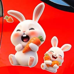 "Miếng Dán Hoạt Hình Thỏ Chống Trầy Xước Dành Cho Xe Hơi, Trang Trí Xe Điện" 3