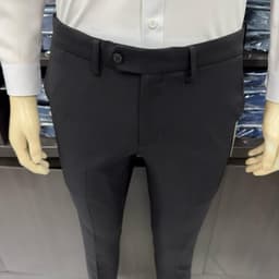 Quần âu nam Owen màu đen regular fit tăng đơ 2 cạp vải  polyester nano QRT262108PT 4
