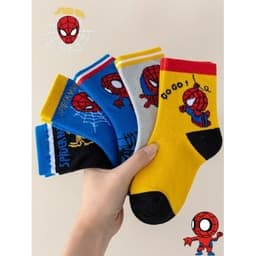 T21 SET 5 ĐÔI TẤT SIÊU NHÂN NHỆN cotton cổ cao sợi bông mềm mại thoáng khi khử mùi 4