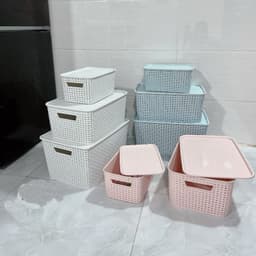 Giỏ Nhựa Có Nắp 3 Size Việt Nhật, Giỏ Đựng Đồ Đa Năng Tiết Kiệm Không Gian(MS: 3386/3387/3388) 8