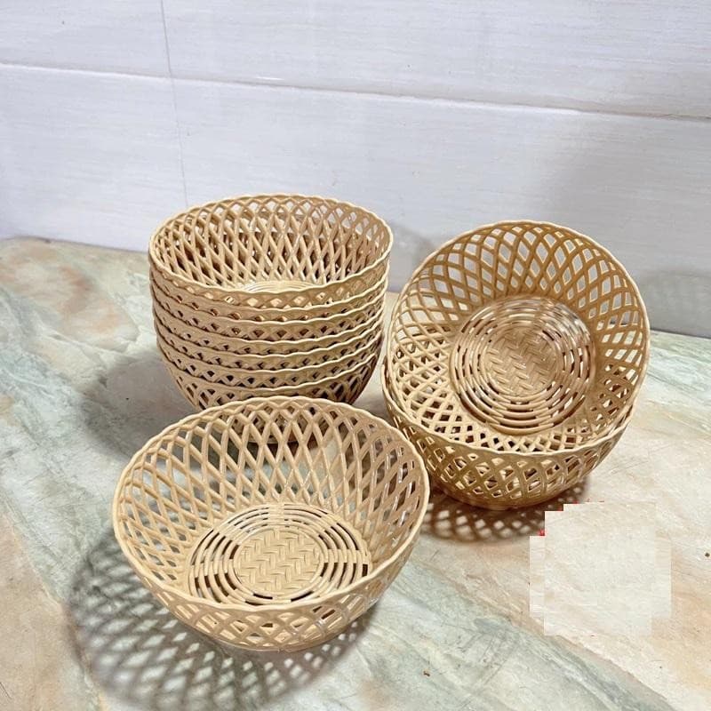 Combo 5,10 Rổ nhựa tròn kiểu dáng đan mây Việt Nhật đủ size, rổ đựng rau, hoa quả nhà hàng khách sạn