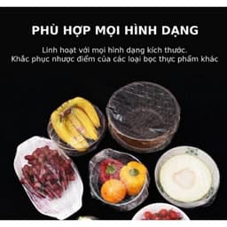 [ Set 100 CHIẾC] Màng bọc thực phẩm co giãn siêu dai có chun kèm túi gấu - Mũ chùm đầu 5