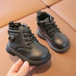 [Tăng 1 size] Giày bốt cổ cao bé trai bé gái lót lông nhẹ da PU khóa kéo thời trang HQ cho bé từ 6 tháng - 4 tuổi [2268] 5